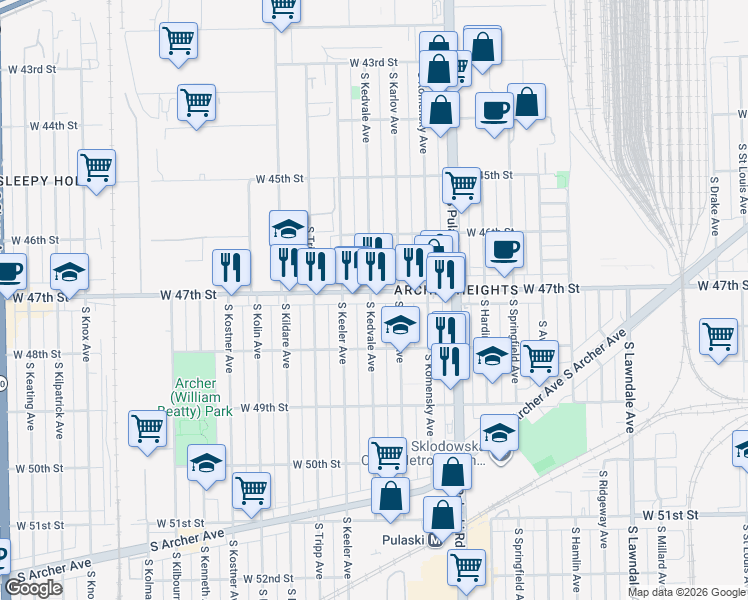 map of restaurants, bars, coffee shops, grocery stores, and more near in Chicago
