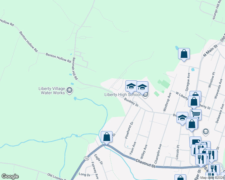 map of restaurants, bars, coffee shops, grocery stores, and more near 7 Danica Way in Liberty
