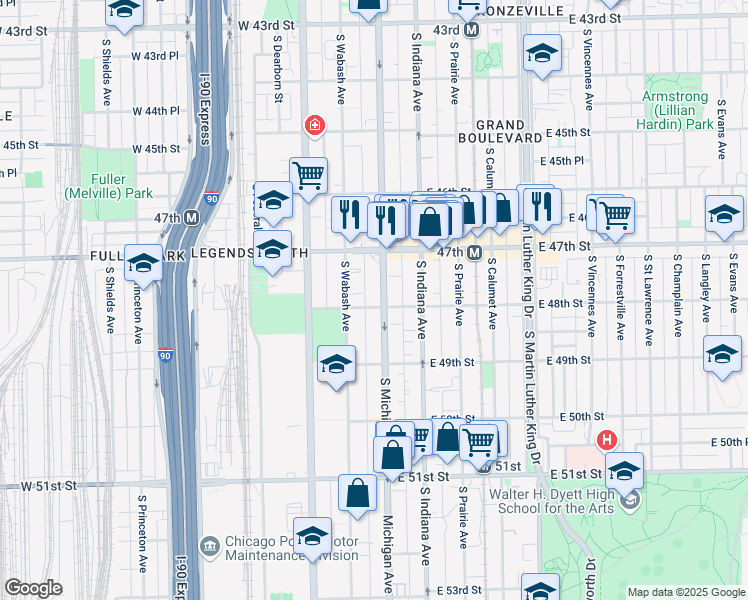 map of restaurants, bars, coffee shops, grocery stores, and more near in Chicago