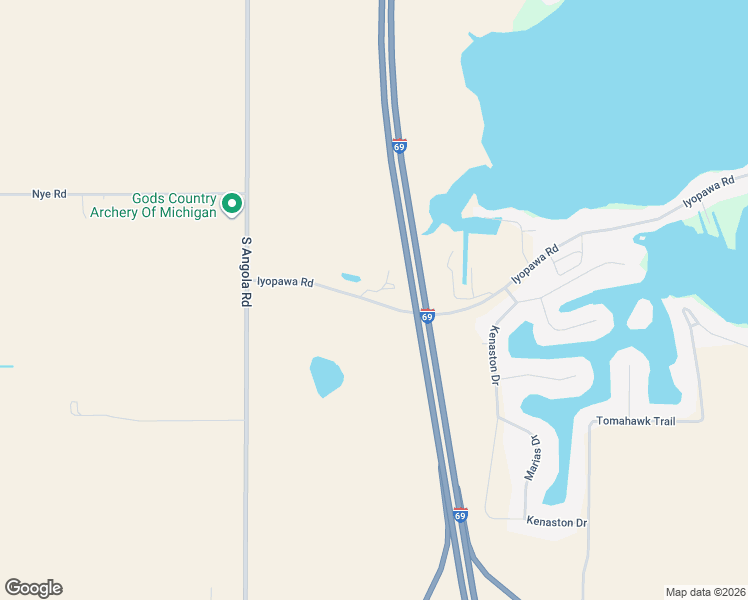 map of restaurants, bars, coffee shops, grocery stores, and more near 300-422 Iyopawa Road in Coldwater