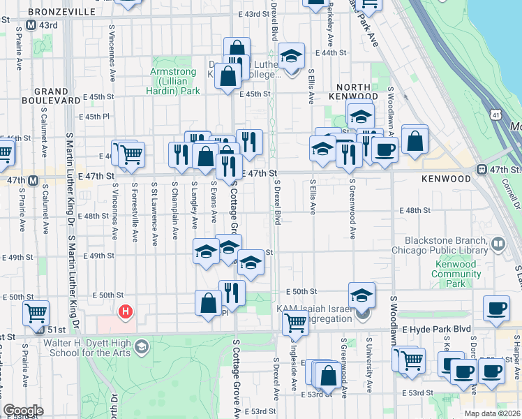 map of restaurants, bars, coffee shops, grocery stores, and more near in Chicago