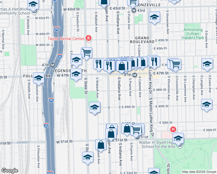 map of restaurants, bars, coffee shops, grocery stores, and more near in Chicago