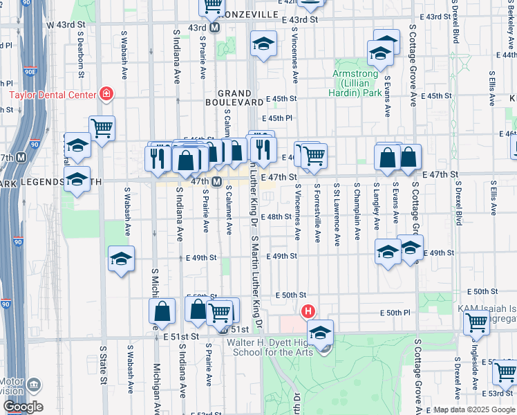 map of restaurants, bars, coffee shops, grocery stores, and more near in Chicago