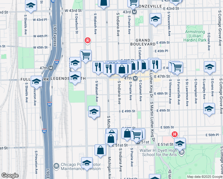 map of restaurants, bars, coffee shops, grocery stores, and more near in Chicago