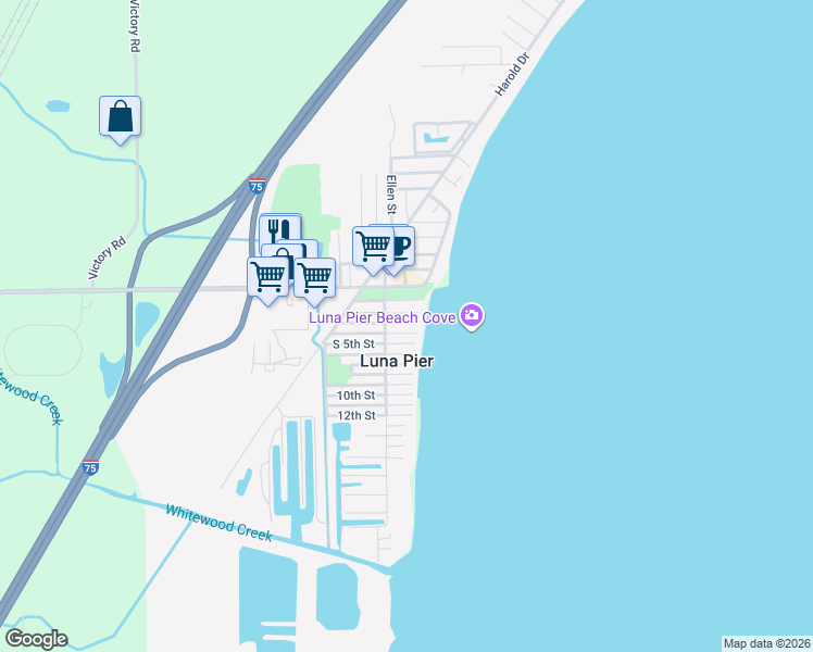 map of restaurants, bars, coffee shops, grocery stores, and more near 4359 3rd Street in Luna Pier