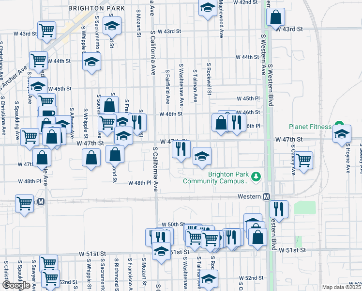 map of restaurants, bars, coffee shops, grocery stores, and more near in Chicago
