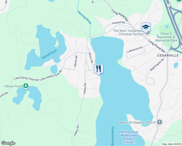 map of restaurants, bars, coffee shops, grocery stores, and more near 7 Pond Terrace in Plymouth