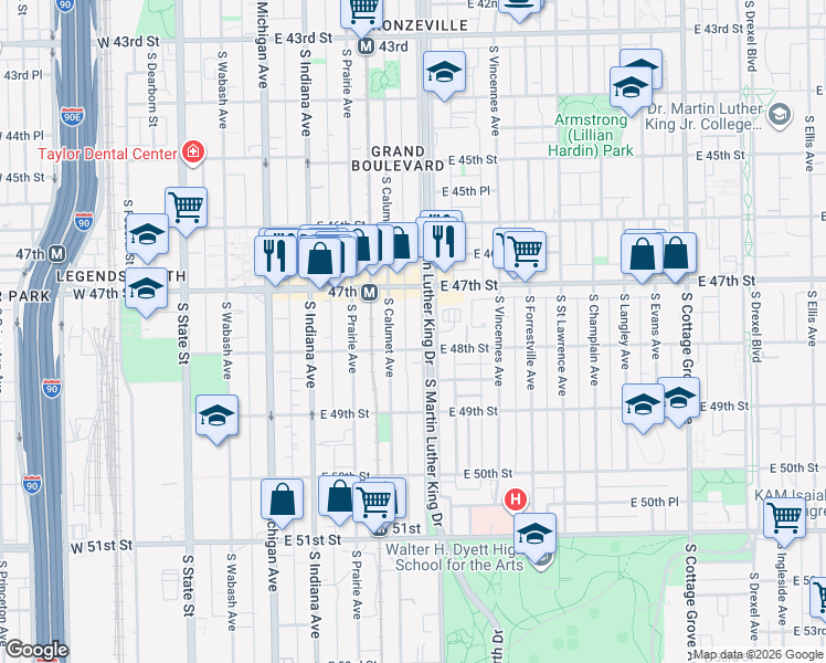 map of restaurants, bars, coffee shops, grocery stores, and more near in Chicago