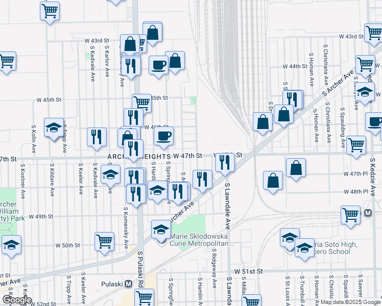 map of restaurants, bars, coffee shops, grocery stores, and more near in Chicago