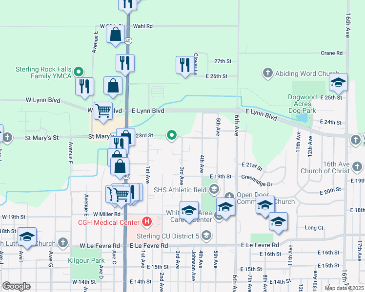 map of restaurants, bars, coffee shops, grocery stores, and more near 1903-2008 3rd Avenue in Sterling