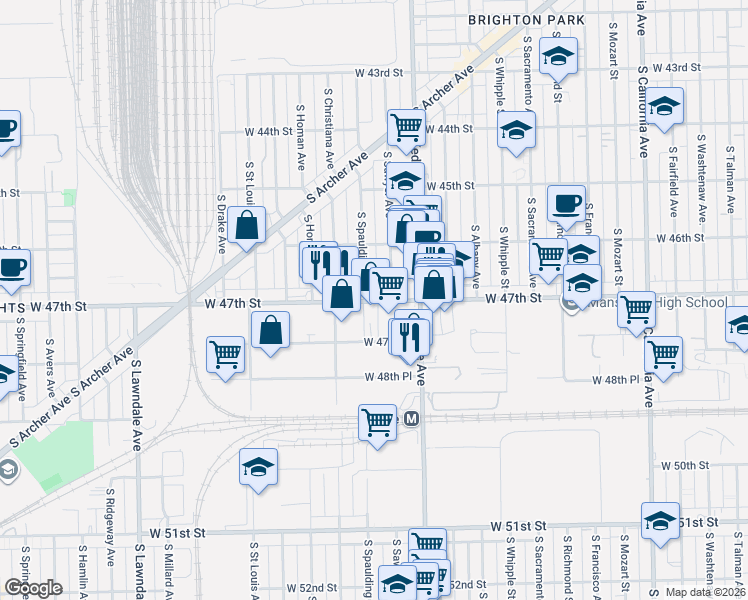 map of restaurants, bars, coffee shops, grocery stores, and more near in Chicago