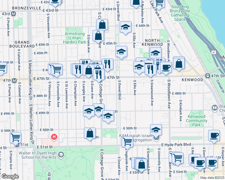 map of restaurants, bars, coffee shops, grocery stores, and more near in Chicago