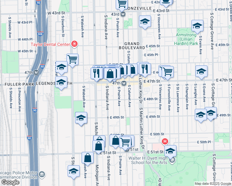 map of restaurants, bars, coffee shops, grocery stores, and more near in Chicago