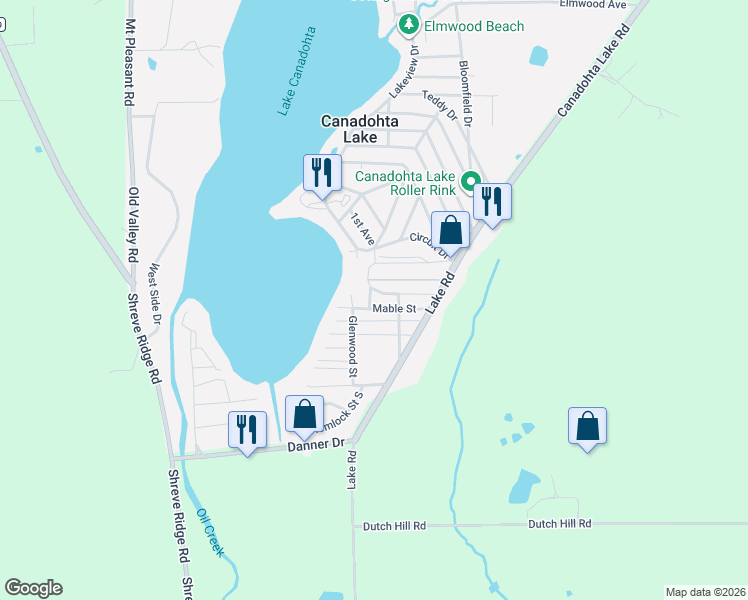 map of restaurants, bars, coffee shops, grocery stores, and more near 35980-36014 Mable St in Union City
