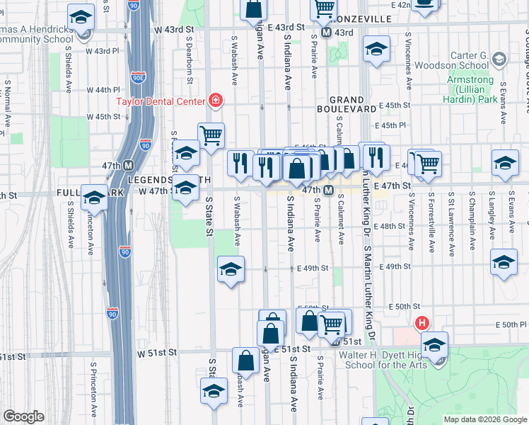 map of restaurants, bars, coffee shops, grocery stores, and more near in Chicago