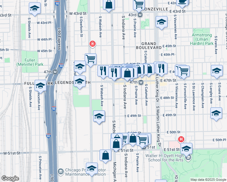 map of restaurants, bars, coffee shops, grocery stores, and more near in Chicago