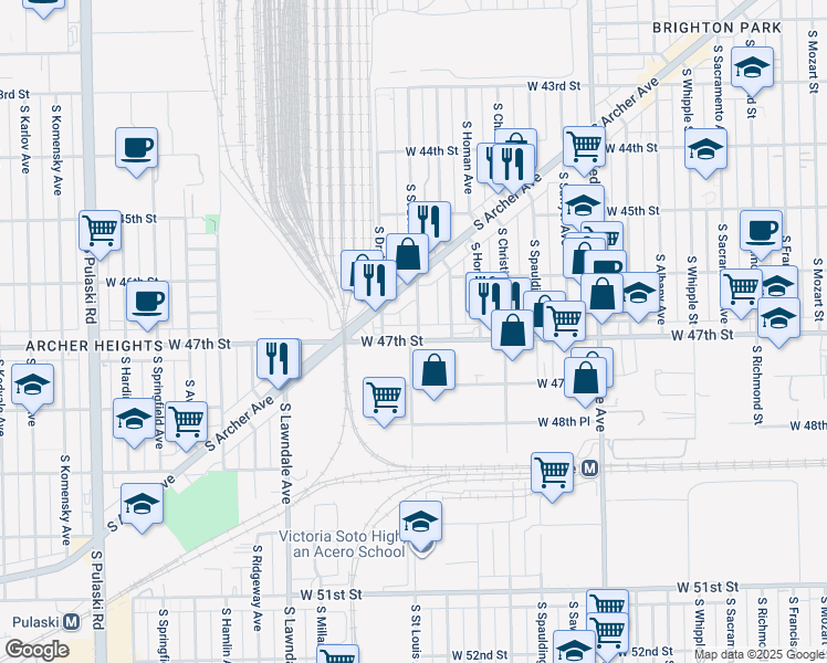 map of restaurants, bars, coffee shops, grocery stores, and more near in Chicago