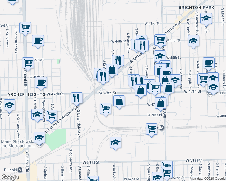 map of restaurants, bars, coffee shops, grocery stores, and more near in Chicago