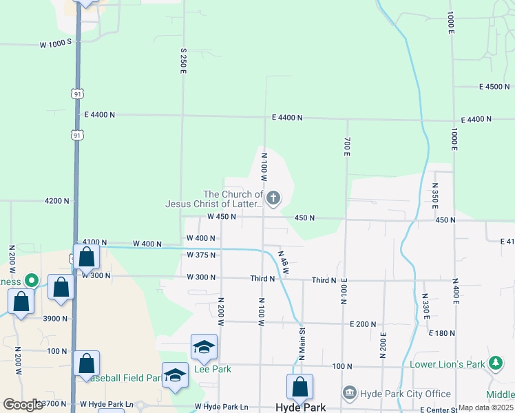 map of restaurants, bars, coffee shops, grocery stores, and more near 481 North 100 West in Hyde Park