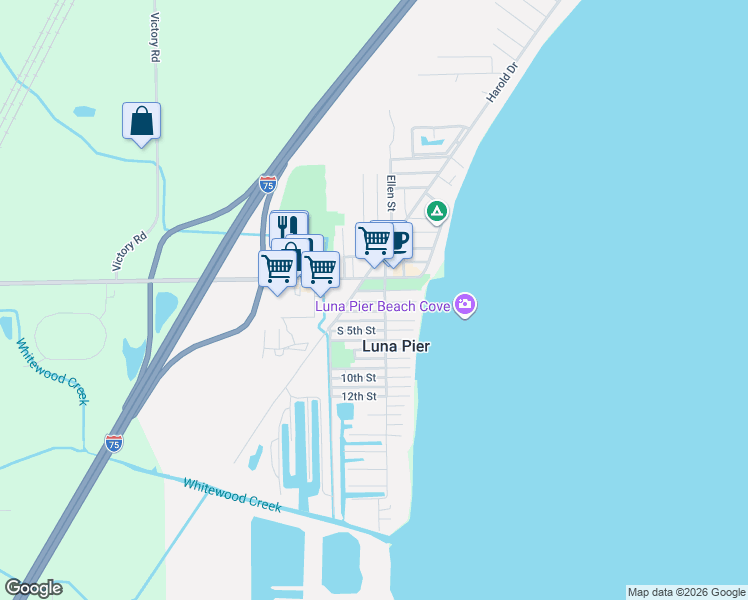 map of restaurants, bars, coffee shops, grocery stores, and more near 4343 3rd Street in Luna Pier