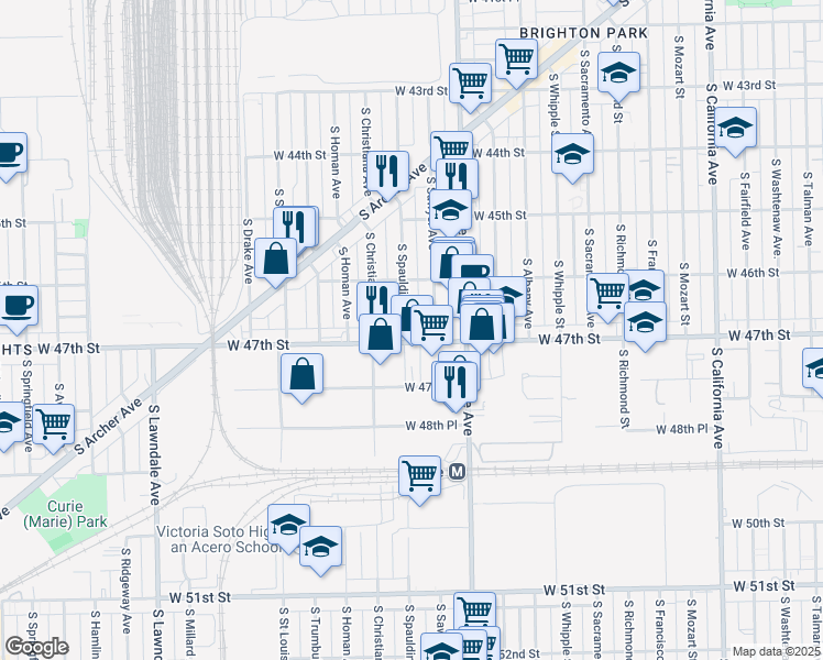map of restaurants, bars, coffee shops, grocery stores, and more near in Chicago