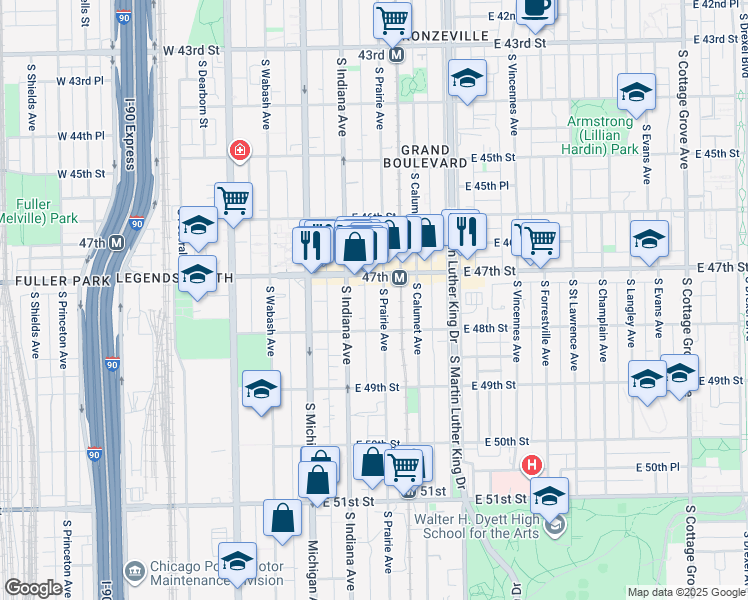 map of restaurants, bars, coffee shops, grocery stores, and more near in Chicago