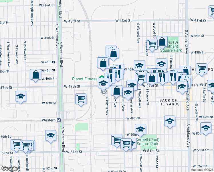 map of restaurants, bars, coffee shops, grocery stores, and more near in Chicago
