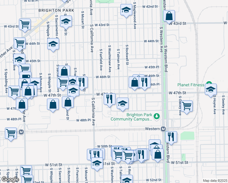 map of restaurants, bars, coffee shops, grocery stores, and more near in Chicago
