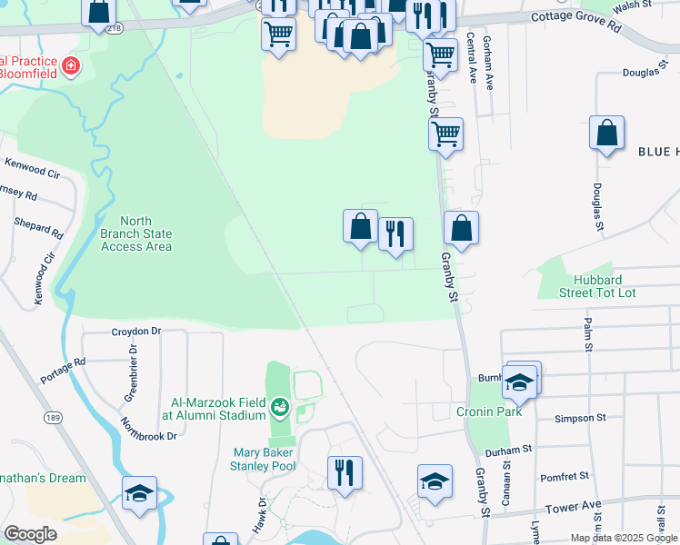map of restaurants, bars, coffee shops, grocery stores, and more near 31 Tobey Road in Bloomfield