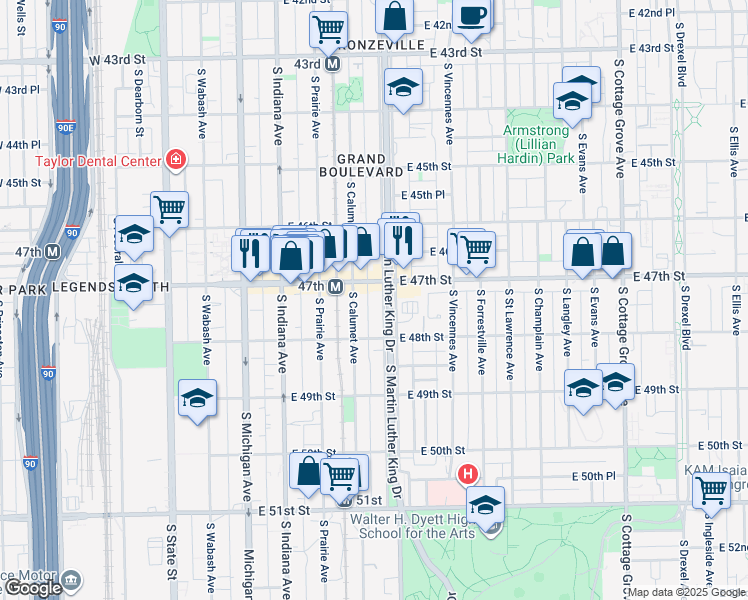 map of restaurants, bars, coffee shops, grocery stores, and more near in Chicago