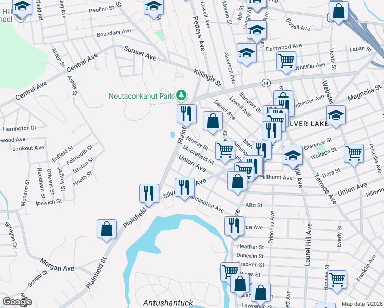 map of restaurants, bars, coffee shops, grocery stores, and more near 25 Murray Street in Providence
