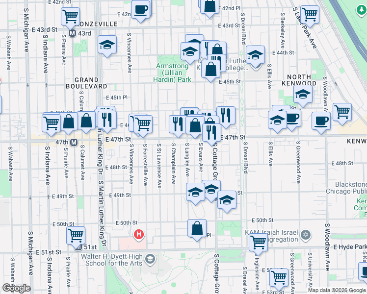 map of restaurants, bars, coffee shops, grocery stores, and more near in Chicago
