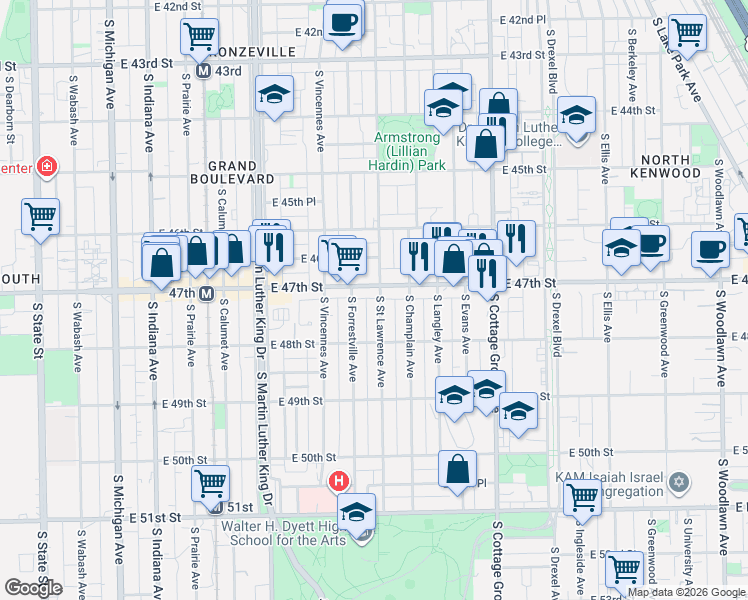 map of restaurants, bars, coffee shops, grocery stores, and more near in Chicago