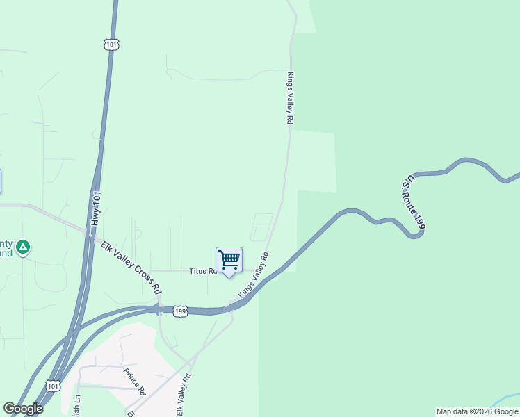 map of restaurants, bars, coffee shops, grocery stores, and more near 3550 Kings Valley Road in Crescent City