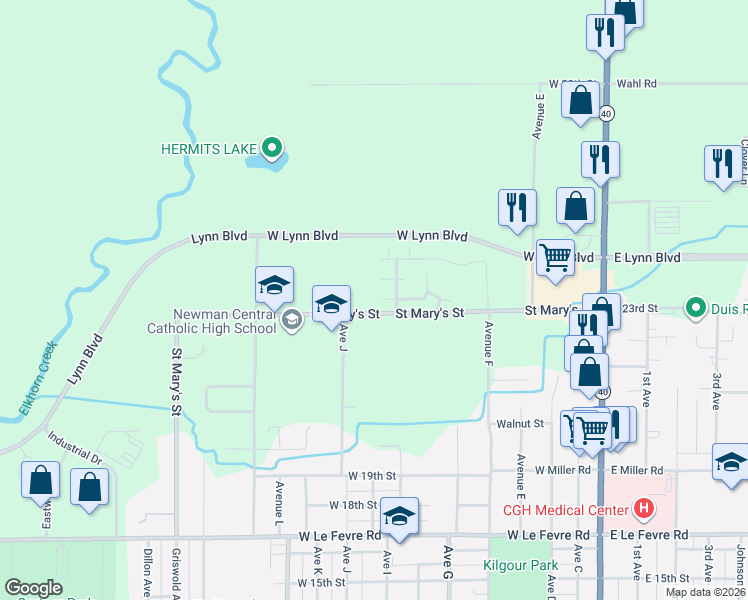 map of restaurants, bars, coffee shops, grocery stores, and more near 902 Saint Mary's Street in Sterling