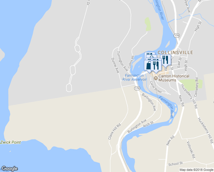 map of restaurants, bars, coffee shops, grocery stores, and more near 66 Dunne Avenue in Canton