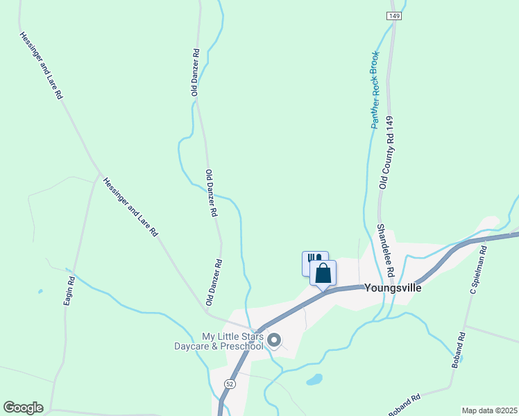 map of restaurants, bars, coffee shops, grocery stores, and more near 54 Old Danzer Road in Livingston Manor