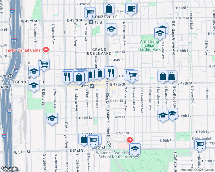 map of restaurants, bars, coffee shops, grocery stores, and more near in Chicago