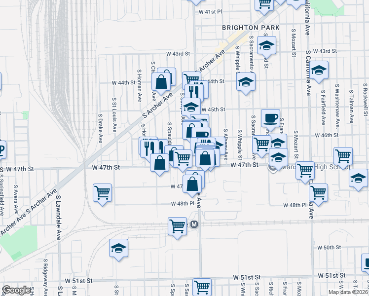 map of restaurants, bars, coffee shops, grocery stores, and more near in Chicago