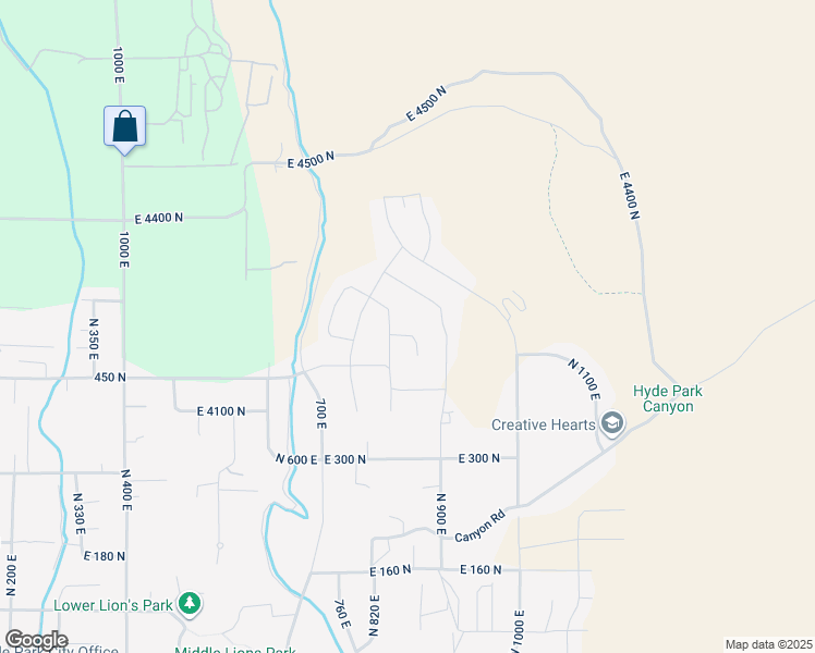 map of restaurants, bars, coffee shops, grocery stores, and more near 831 East 490 North in Hyde Park