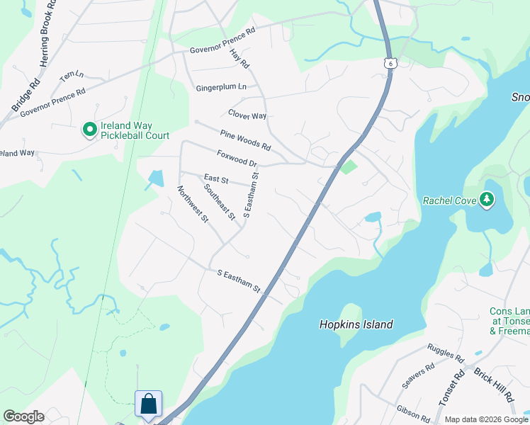 map of restaurants, bars, coffee shops, grocery stores, and more near 25 Perkins Glen in Eastham