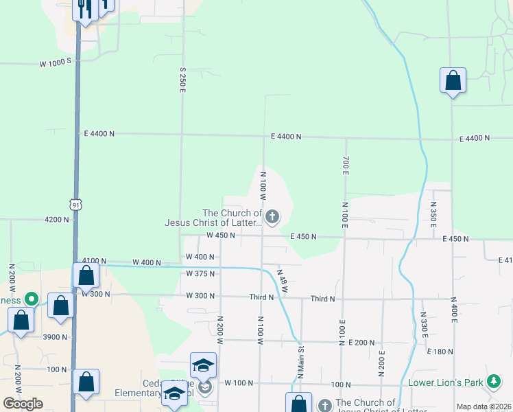 map of restaurants, bars, coffee shops, grocery stores, and more near 527 North 100 West in Hyde Park