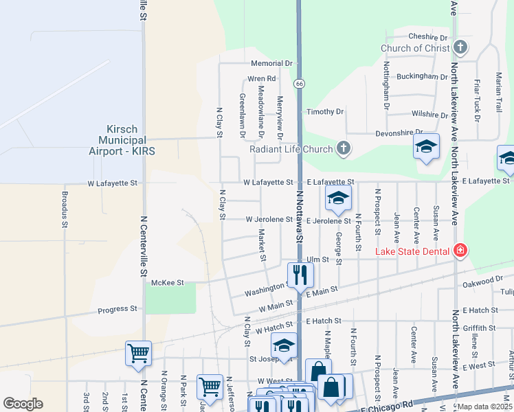 map of restaurants, bars, coffee shops, grocery stores, and more near 312 Elizabeth Street in Sturgis