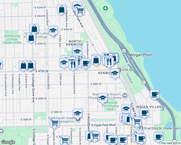 map of restaurants, bars, coffee shops, grocery stores, and more near in Chicago