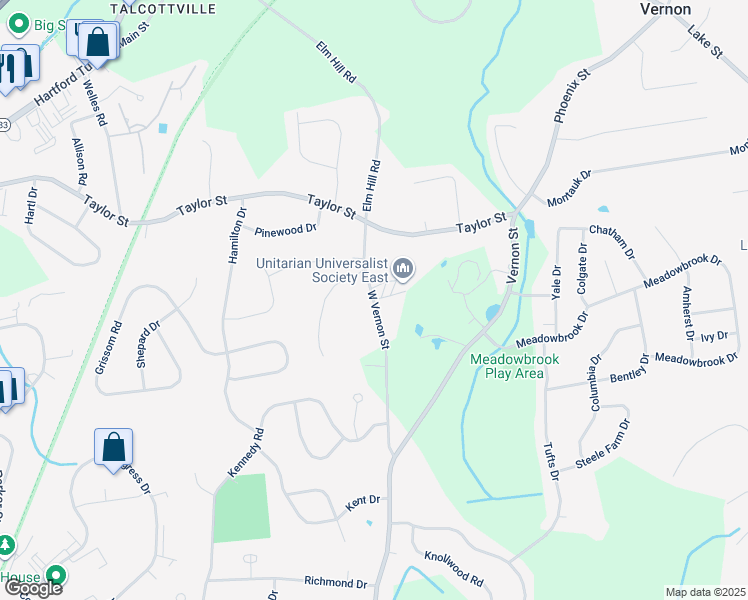 map of restaurants, bars, coffee shops, grocery stores, and more near 153 Vernon Street West in Manchester