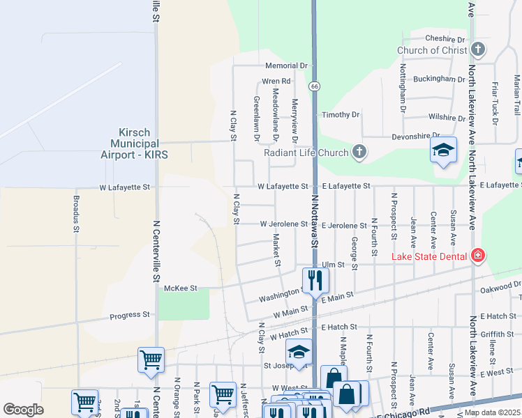 map of restaurants, bars, coffee shops, grocery stores, and more near 312 Elizabeth Street in Sturgis