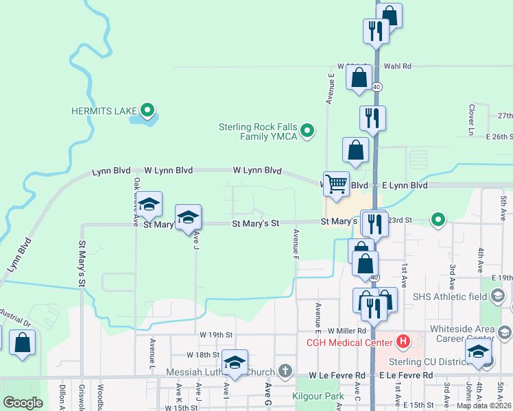 map of restaurants, bars, coffee shops, grocery stores, and more near 2406 Coventry Court in Sterling
