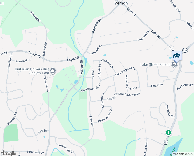 map of restaurants, bars, coffee shops, grocery stores, and more near 10 Colgate Dr in Manchester