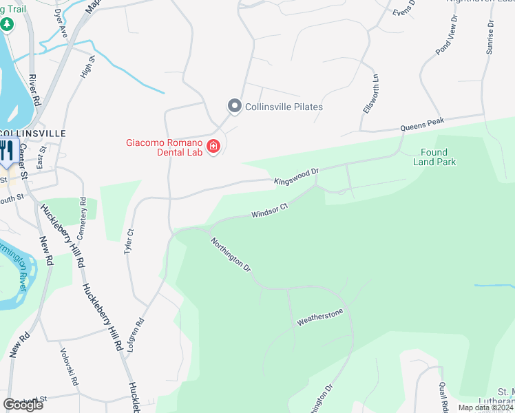 map of restaurants, bars, coffee shops, grocery stores, and more near 70 Windsor Court in Farmington