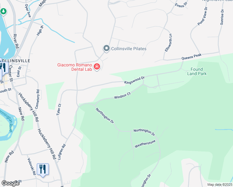 map of restaurants, bars, coffee shops, grocery stores, and more near 70 Windsor Court in Farmington